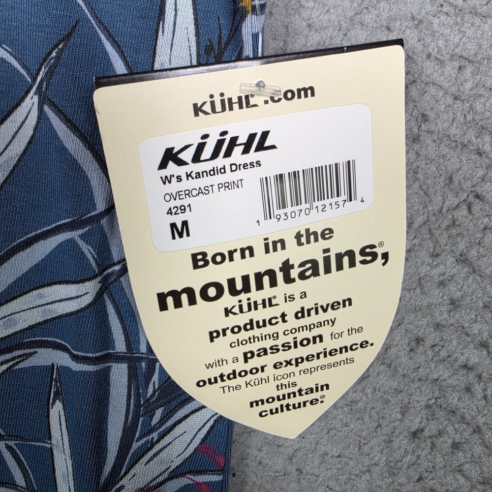 Kuhl Kandid Tank Dress Size Medium Blue Floral Overcast Print UPF 50 Curved Hem - Picture 11 of 16